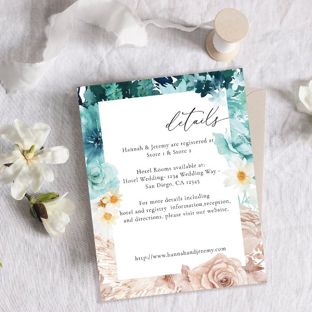 Carte de boîtier floral rose turquoise et bleu 3-V (Créateur téléchargé)