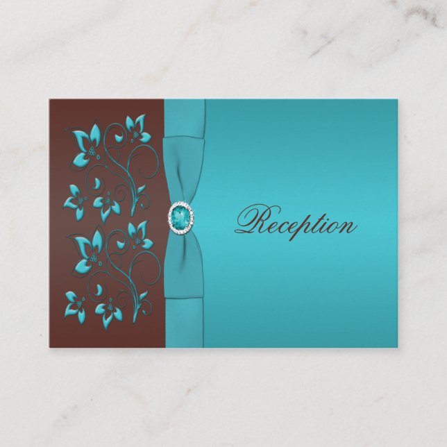 Carte de boîtier floral turquoise et Brown (Devant)
