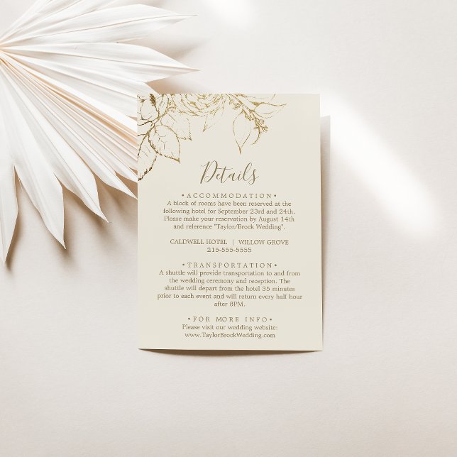Carte de boîtier Gilded Floral Cream & Gold Détail (Créateur téléchargé)
