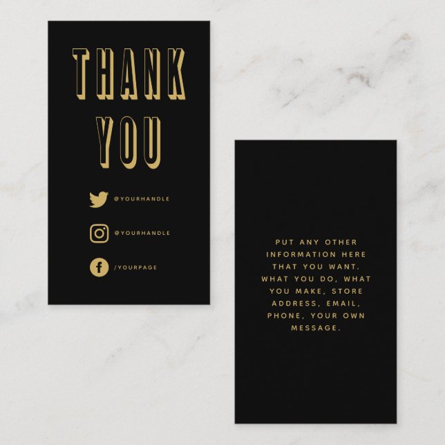 Carte de boîtier Gold bold merci (Devant / Derrière)
