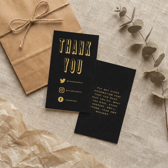 Carte de boîtier Gold bold merci (Gold bold thank you Enclosure Card.)