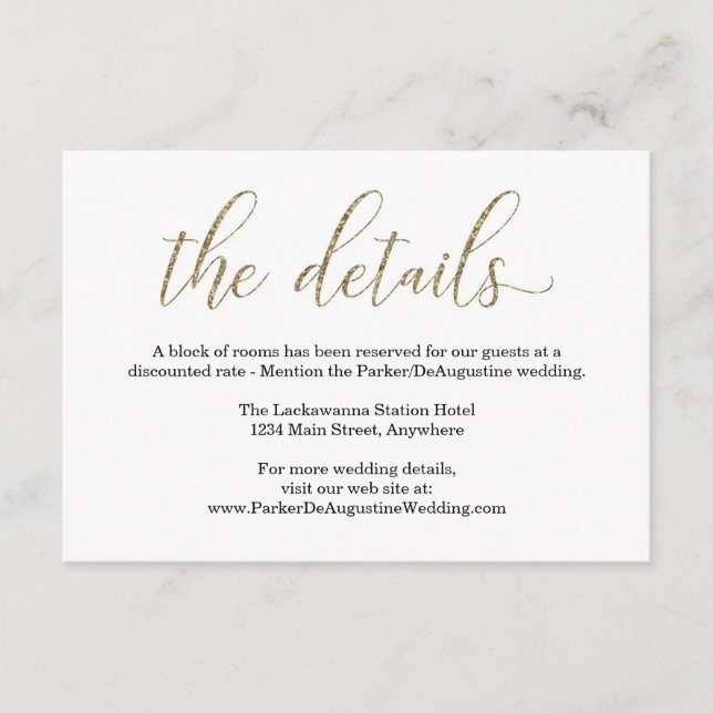 Carte de boîtier Gold Parties scintillant Informat (Devant)