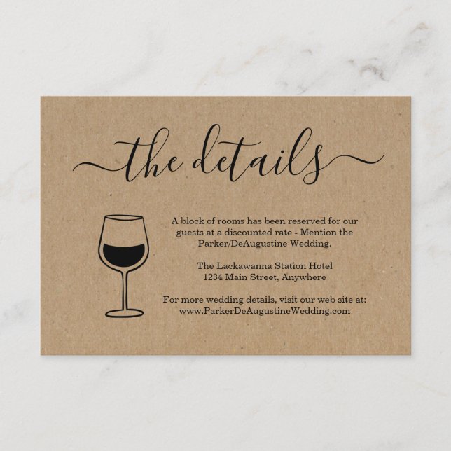 Carte de boîtier Informations sur le vin (Devant)