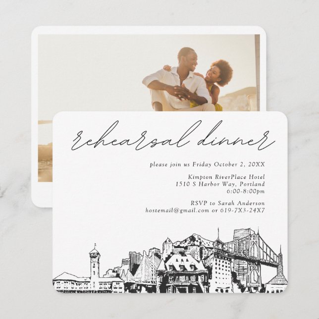Carte de boîtier Invitation de répétition Mariage  (Devant / Derrière)
