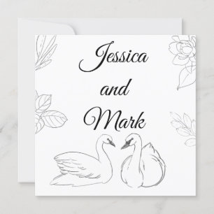 Carte de boîtier Mariage à thème Swan