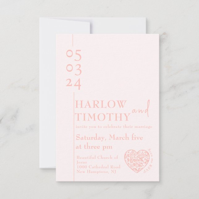 Carte de boîtier mariage avec code QR en forme de  (Devant)