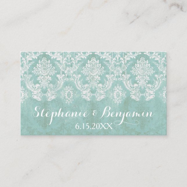Carte de boîtier Mariage damassé Russe Bleu Glace (Devant)