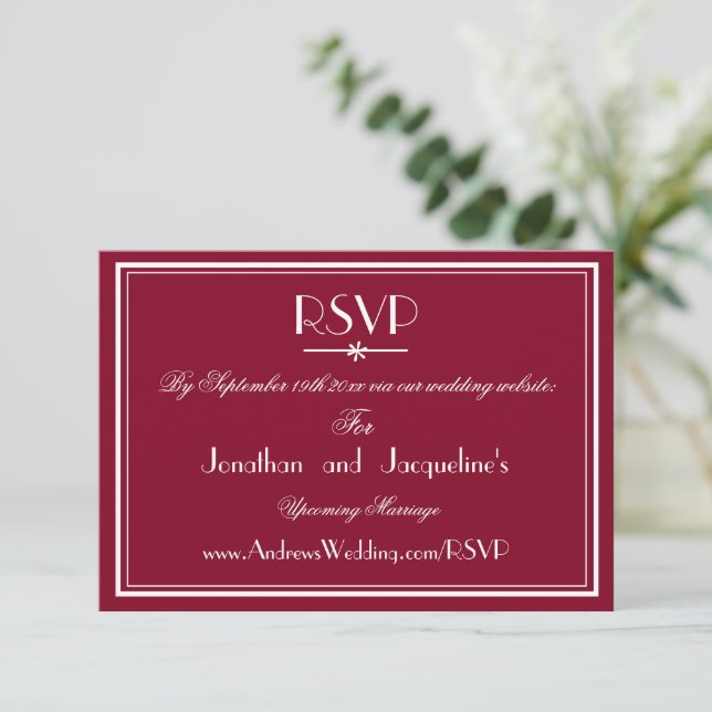 Carte de boîtier Mariage de site Web RSVP Script R (Debout devant)