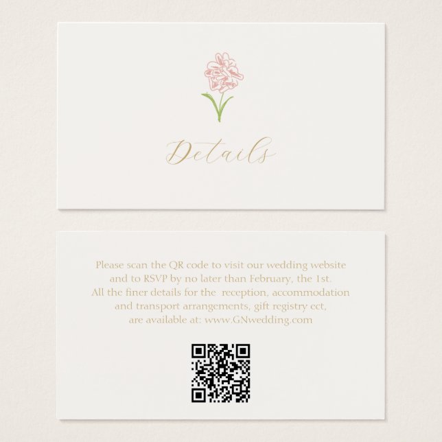 Carte de boîtier Mariage du Registre des Cadeaux R (Devant & derrière)