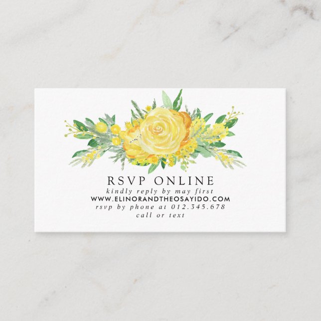 Carte de boîtier Mariage en ligne RSVP Floral Jaun (Devant)