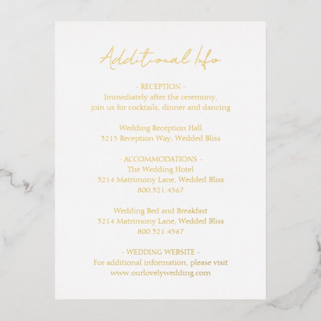 Carte de boîtier Mariage Gold Foil simple et éléga (Recto)