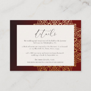 Carte de boîtier Mariage indien Mandala en or roug