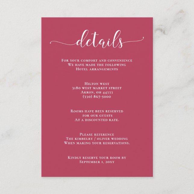 Carte de boîtier Mariage Magenta moderne simple (Devant)