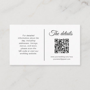 Carte de boîtier Mariage minimaliste avec code QR