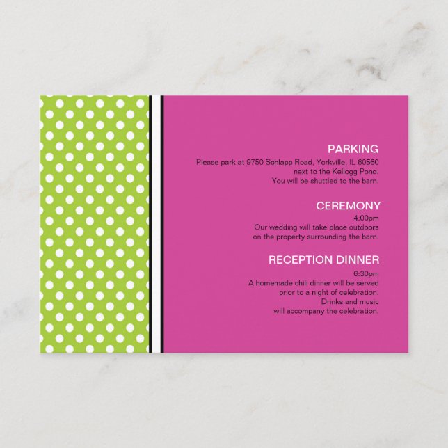 Carte de boîtier Mariage rose et point Polka vert (Devant)