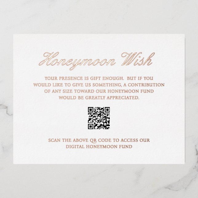 Carte de boîtier Mariage rose Gold Foil QR Code (Recto)