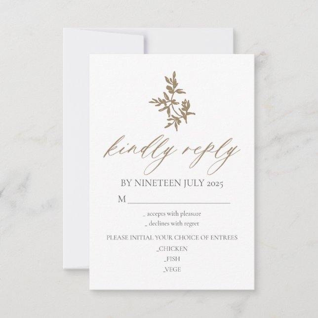 Carte de boîtier mariage RSVP Répondre Olives (Devant)