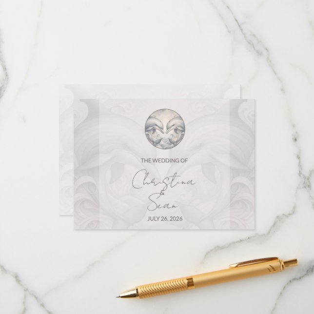 Carte de boîtier Mariage Whimsy Dolphin moderne (Devant/Arrière en situation)