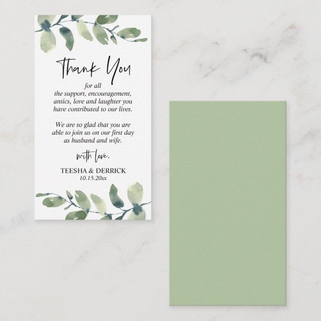 Carte de boîtier Merci Mariage verdoyante (Devant / Derrière)