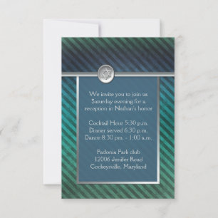 Carte de boîtier Mitzvah Barre Barre Bleue Verte