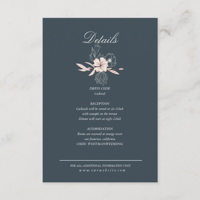 Carte de boîtier moderne Creme Floral Détails (Devant)