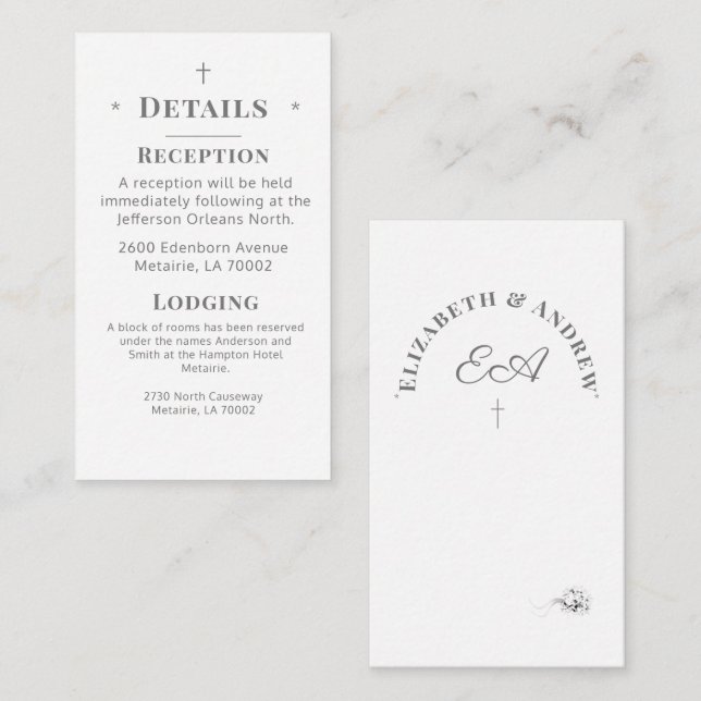 Carte de boîtier Monogramme catholique Détails (Devant / Derrière)
