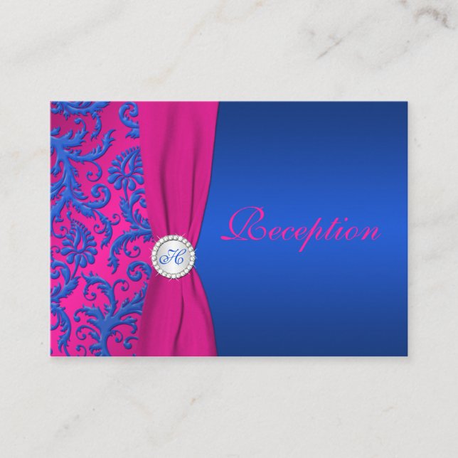 Carte de boîtier monogramme Cobalt et Fuchsia Dama (Devant)