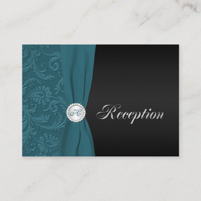 Carte de boîtier Monogramme Turquoise et noir Dama (Devant)
