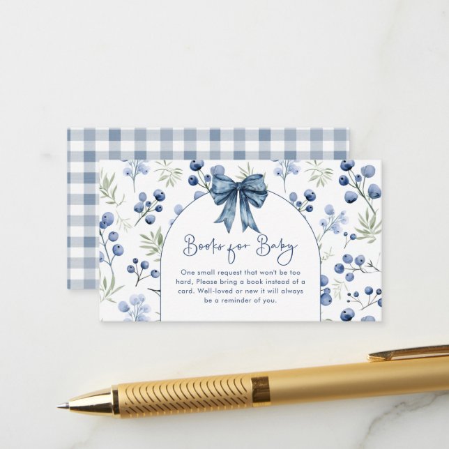 Carte de boîtier pour Baby shower doux Blueberry B (Devant/Arrière en situation)