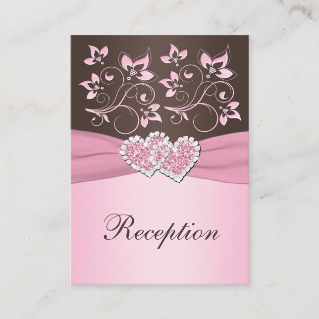 Carte de boîtier pour coeur rose, Brown floral (Devant)