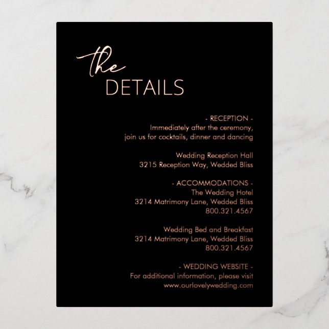 Carte de boîtier pour Mariage moderne noir minimal (Recto)
