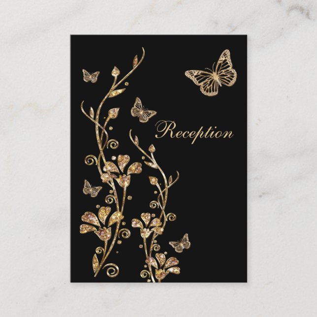 Carte de boîtier pour papillons floraux noirs et o (Devant)