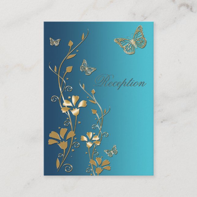 Carte de boîtier pour papillons floraux turquoises (Devant)