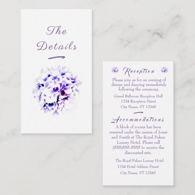 Carte de boîtier pour violettes élégantes (Devant / Derrière)