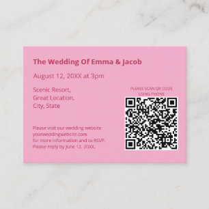Carte de boîtier QR Mariage moderne rose clair