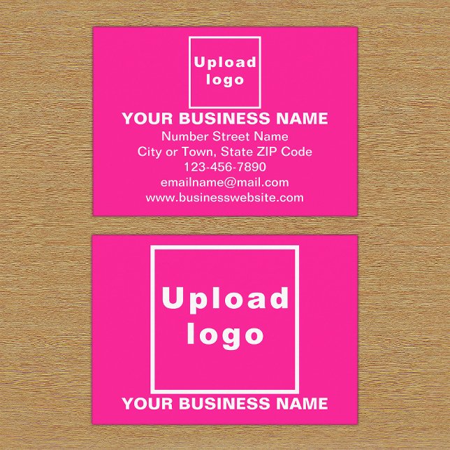 Carte de boîtier rectangulaire rose de marque comm (Front and back sides of pink enclosure card with your business brand.)