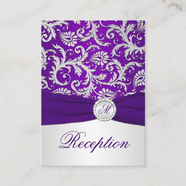 Carte de boîtier Royal Purple et Argent Damask (Devant)