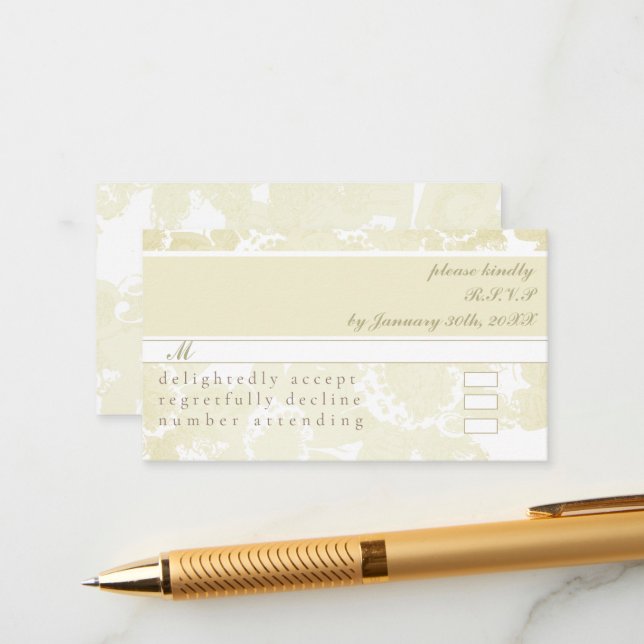 Carte de boîtier RSVP(avec blanc sur invitations b (Devant/Arrière en situation)