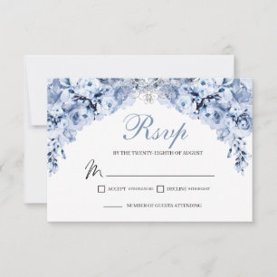 Carte de boîtier RSVP bleu Dusty