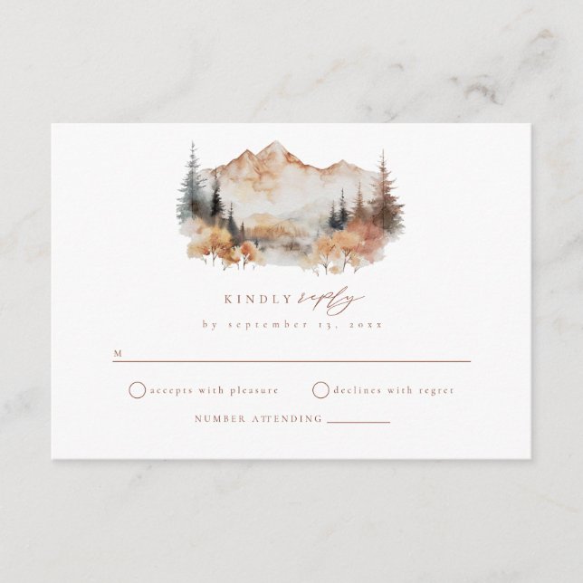 Carte de boîtier RSVP Boho Fall Mountain Wedding (Devant)