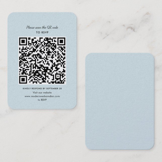 Carte de boîtier RSVP de mariage de code QR modern (Devant / Derrière)