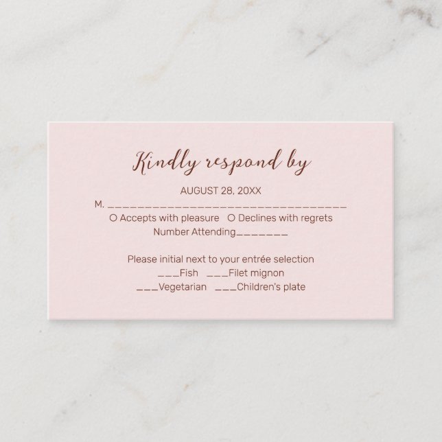 Carte de boîtier RSVP de mariage Monogramme Rose (Devant)