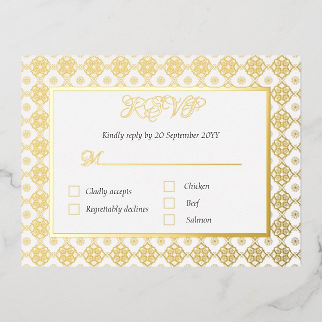 Carte de boîtier RSVP déchargée avec option de men (Recto)