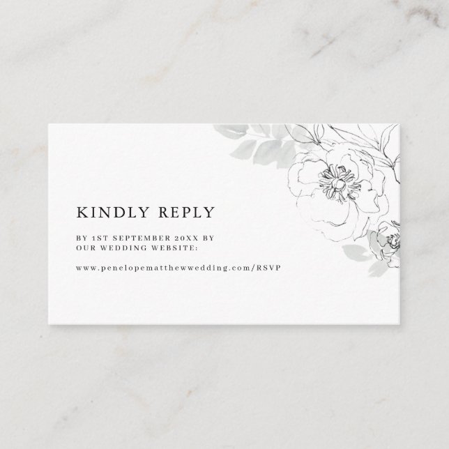 Carte de boîtier RSVP du site Web Botanical Sketch (Devant)