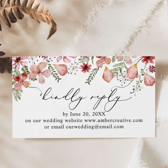 Carte de boîtier RSVP du site Web de Mariage rose  (Créateur téléchargé)