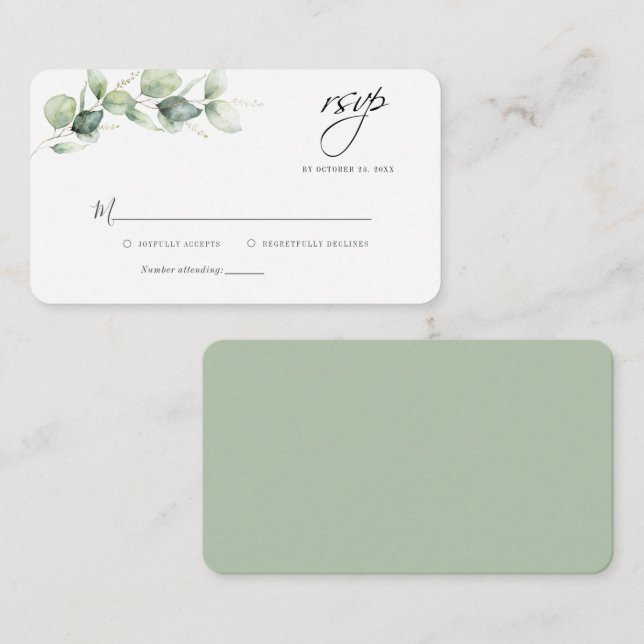 Carte de boîtier RSVP Eucalyptus Greenery Wedding (Devant / Derrière)