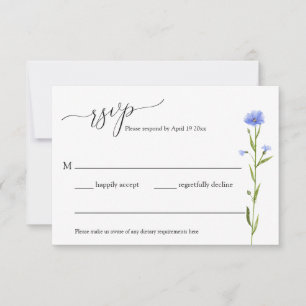 Carte De Boîtier Rsvp Fleur sauvage Bleu
