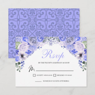 Carte de boîtier RSVP fleurie bleu périphérique