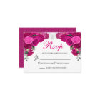 Carte de boîtier RSVP Fuchsia Silver Floral Elégan