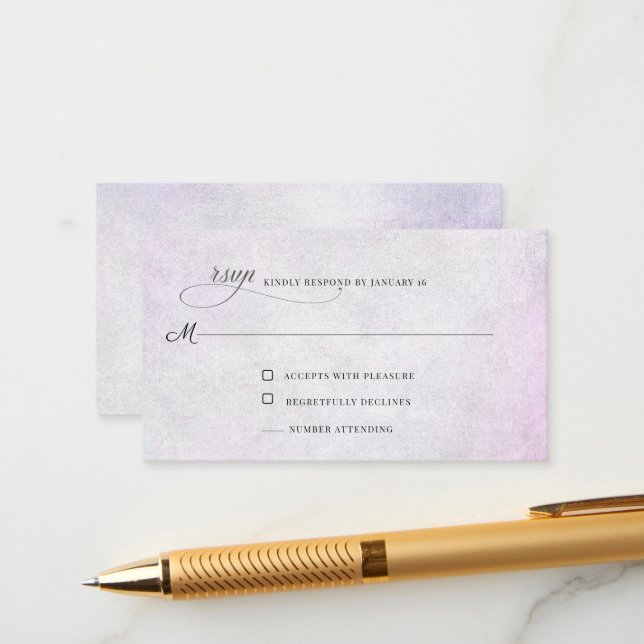 Carte de boîtier RSVP Lavender Grey (Devant/Arrière en situation)
